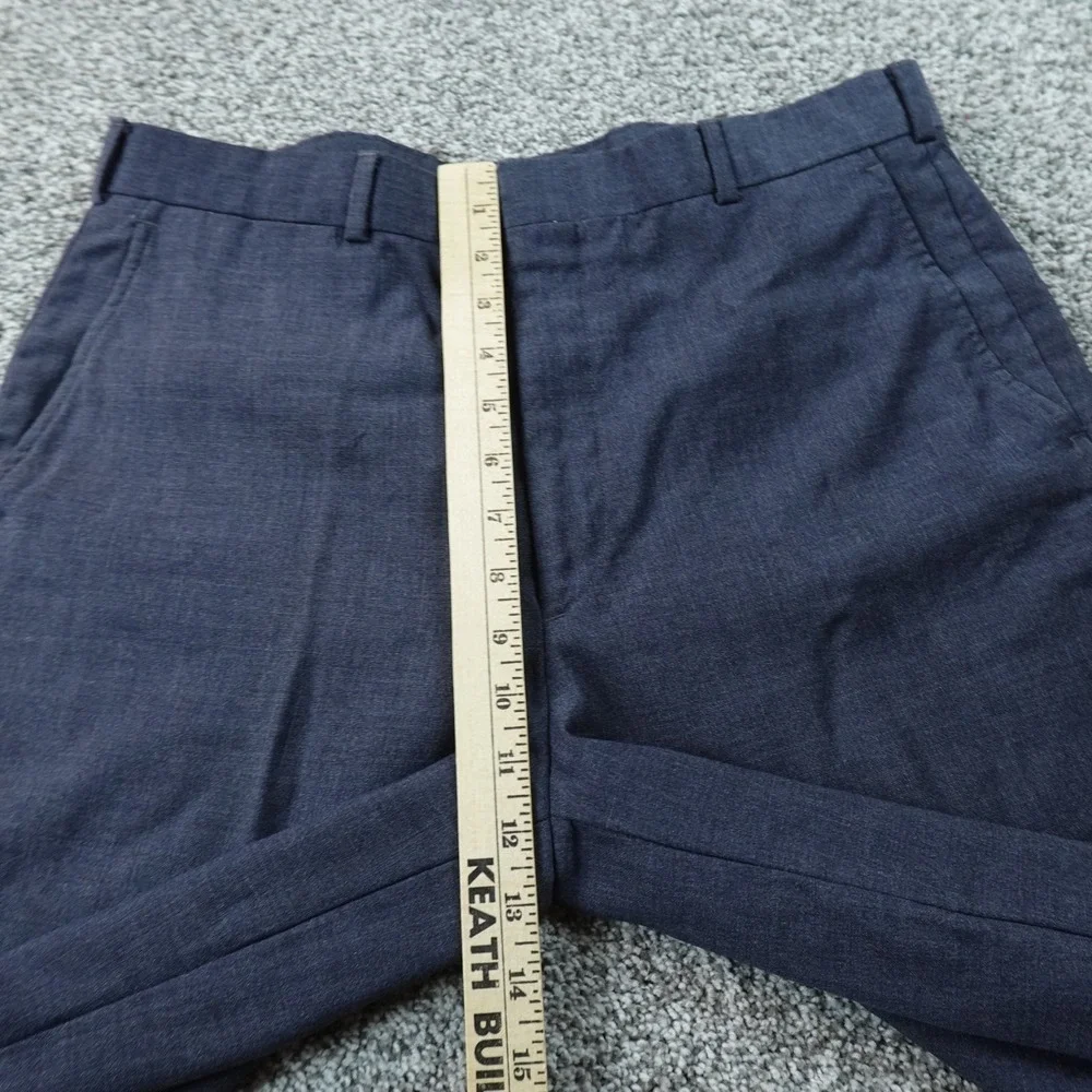VTG Lands End Pants Mens 34X28 Blue Wool Chino Dress Trouser Flat Front USA Work